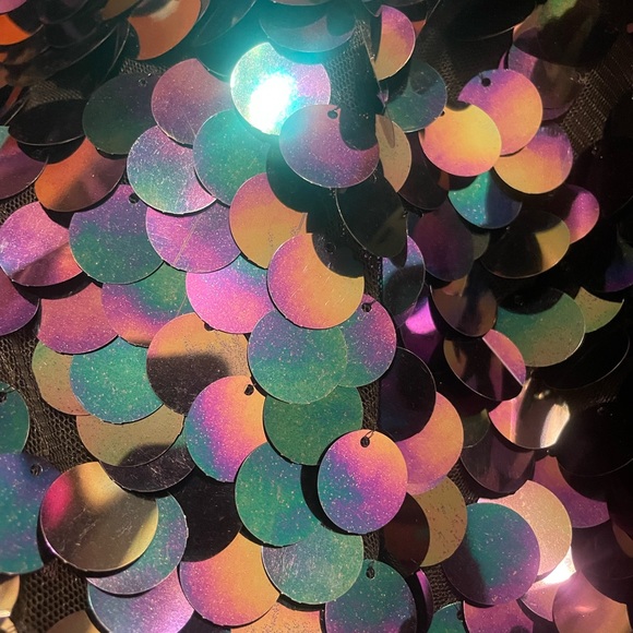 iHeartRaves Black Disco Mermaid Sequin Mini Skirt Size M NWOT Rave Festival EDM - Picture 8 of 9